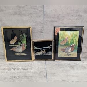 Vintage Kafka Industries Metallic Foil Art Duck Waterfowl Framed Art